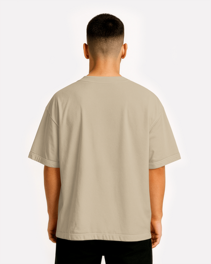 Beige Solid Oversized T-Shirt
