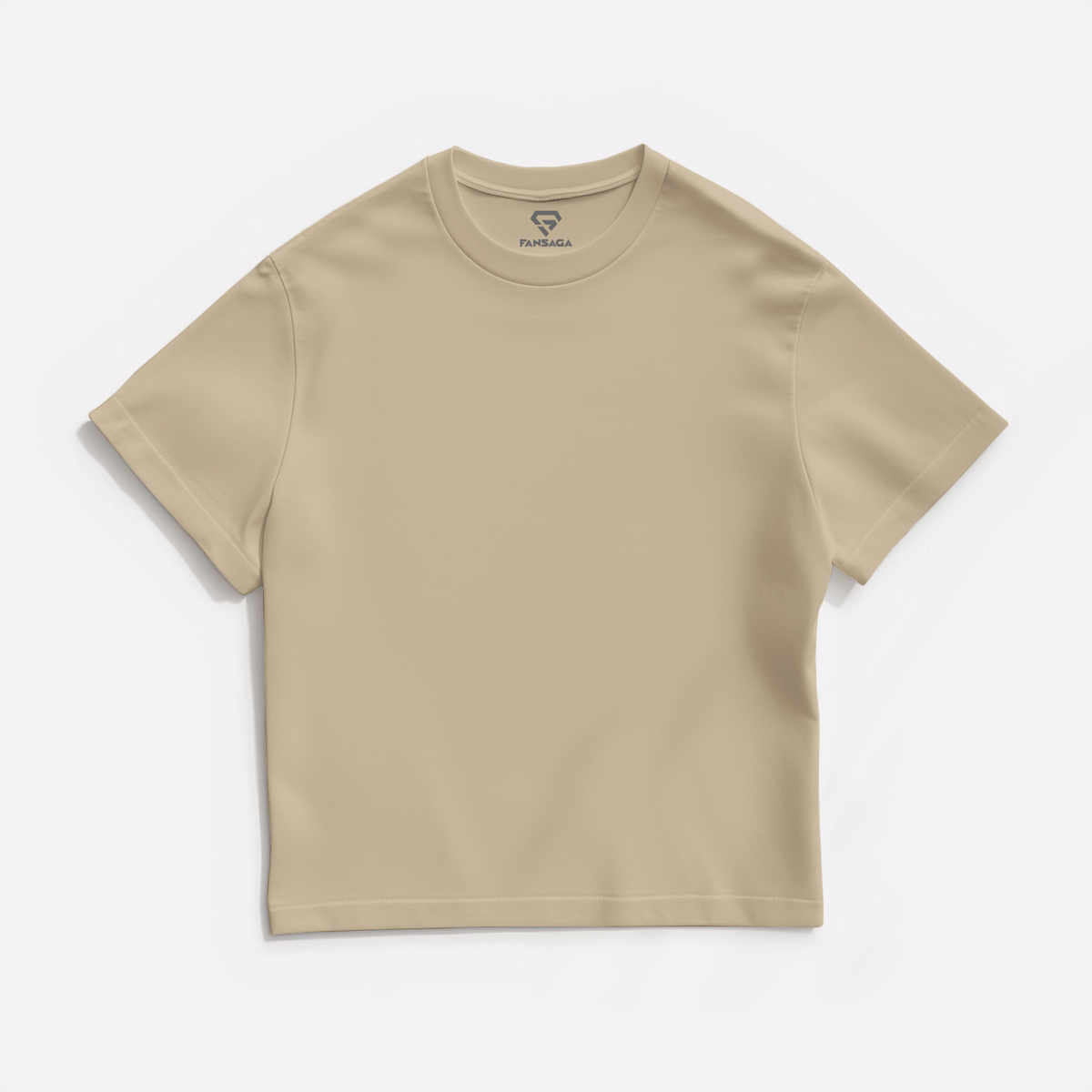 Beige Solid Oversized T-Shirt