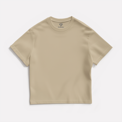 Beige Solid Oversized T-Shirt