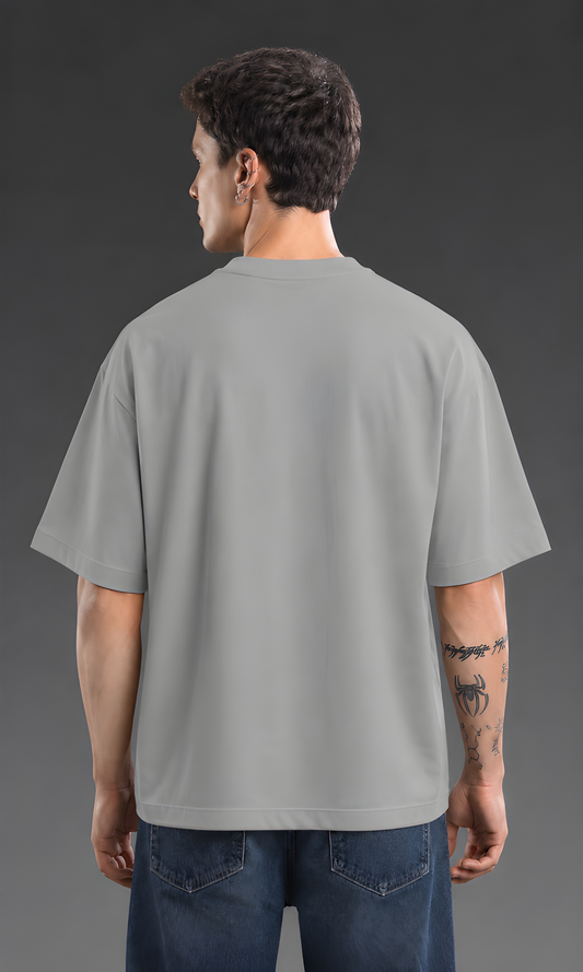Grey Solid Oversized T-Shirt